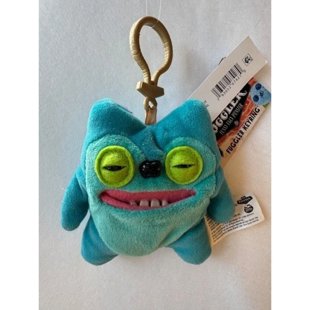 Mini Fuggler Plush Clip-On Keyring GREEDY GRINNER TEAL Ugly Silly Keychain‎ Gift